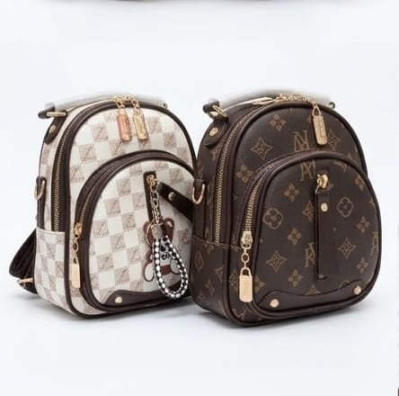 Mini backpack cream brown pair - Faizan Imported Bags