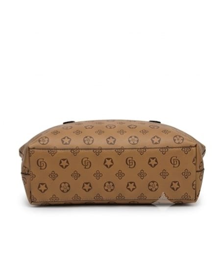 Zip tote bag tan monogram bottom - Faizan Imported Bags
